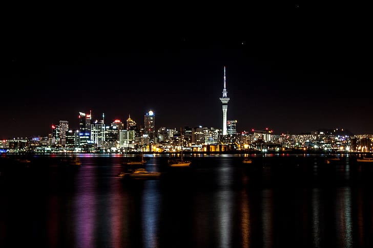 Auckland skyline at dusk, New Zealand